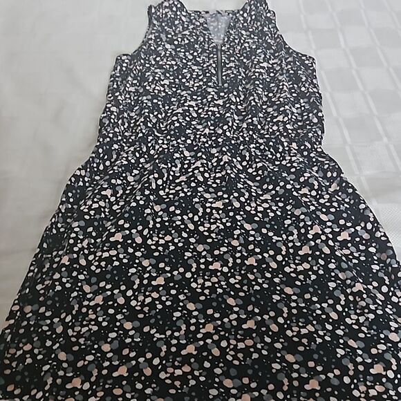Banana Republic Sleeveless Elastic Waist Mini Cotton Dress Black/Pink Size 8 - Picture 15 of 16